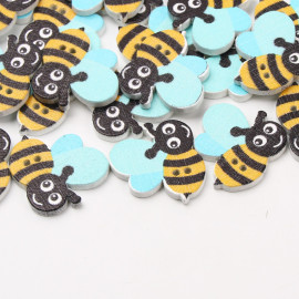 Lot de 20 boutons abeille en bois - taille 18x25 mm