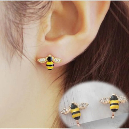 boucle d'oreille abeilles Petite abeille de dessin animé à cliper (oreilles non percées)