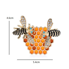 dimensions broche abeille Grande broche nid d'abeille miel doré