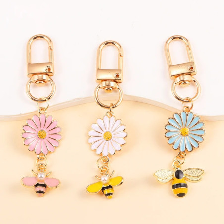 Huit couleurs de portec-clés abeilles bijoux