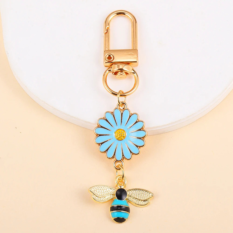 Huit couleurs de portec-clés abeilles bijoux - couleur bleue