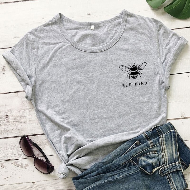 T-shirt Bee Kind pour femme gris