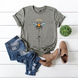 T-shirt femme Queen Bee à motif abeille gris