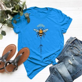 T-shirt femme Queen Bee à motif abeille bleu