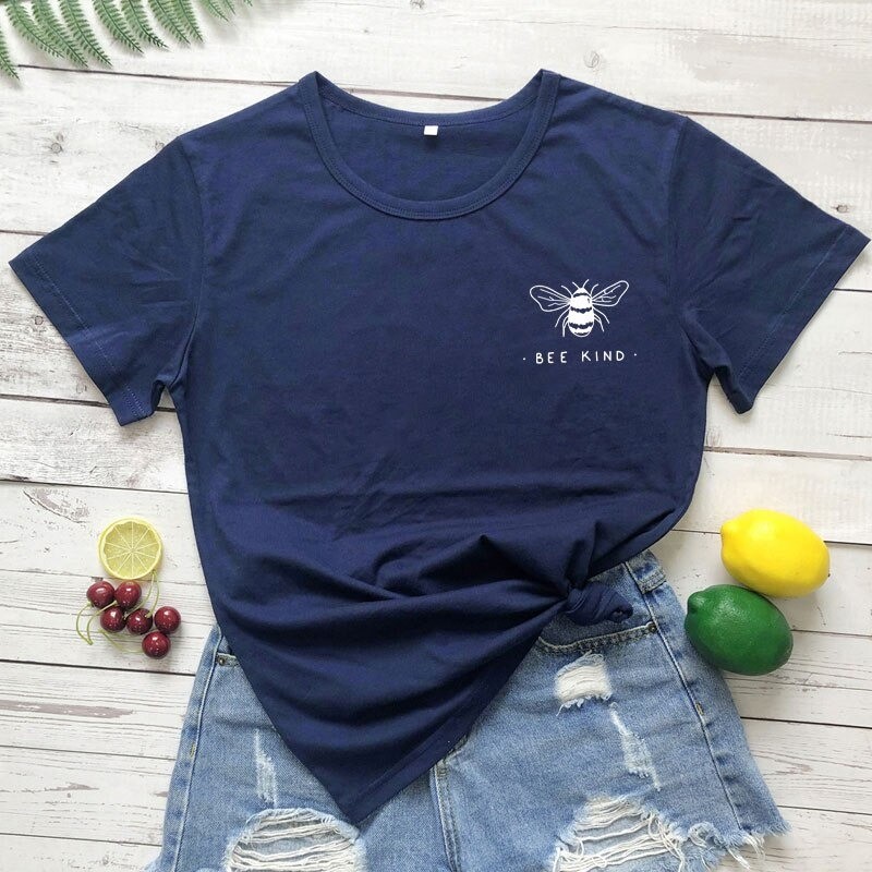 T-shirt Bee Kind pour femme bleu foncé bleu navy