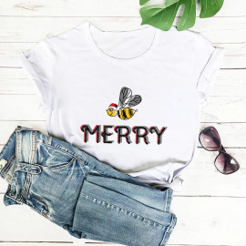 T-shirt abeille de noël - couleur blanc