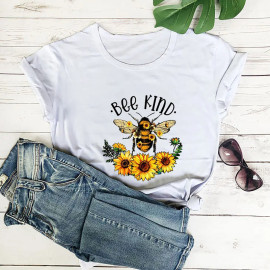 T-shirt Bee Kind abeille romantique - couleur blanc