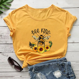 T-shirt Bee Kind abeille romantique - couleur jaune
