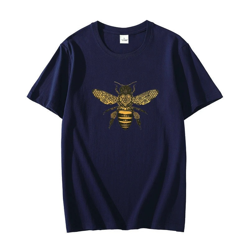 T-shirt col rond dessin d'abeille - couleur violet