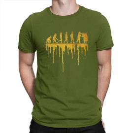 T-shirt col rond apiculteur - évolution des l'homme et des abeilles - couleur vert kaki