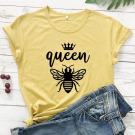 Tshirt Femme à Manches Courtes Queen Been Reine abeille jaune