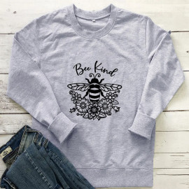 Sweatshirt Bee Kind abeille arty - modèle gris