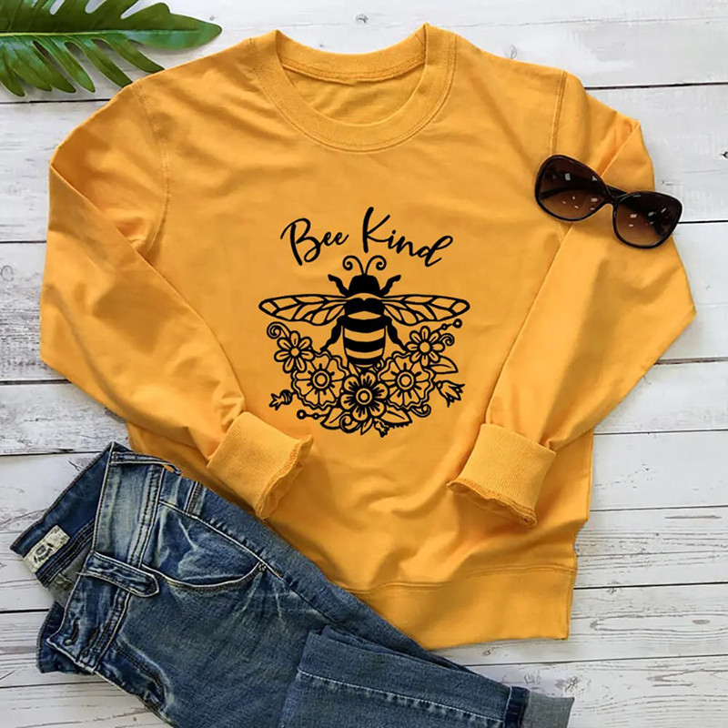 Sweatshirt Bee Kind abeille arty - modèle jaune