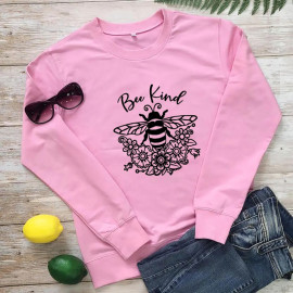 Sweatshirt Bee Kind abeille arty - modèle rose