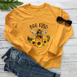 Sweatshirt Bee Kind abeille romantique - modèle jaune