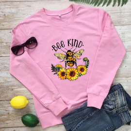 Sweatshirt Bee Kind abeille romantique - modèle rose