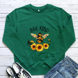 Sweatshirt Bee Kind abeille romantique - modèle vert
