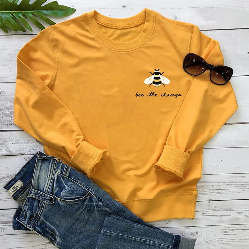 Sweatshirt Bee the change - modèle jaune