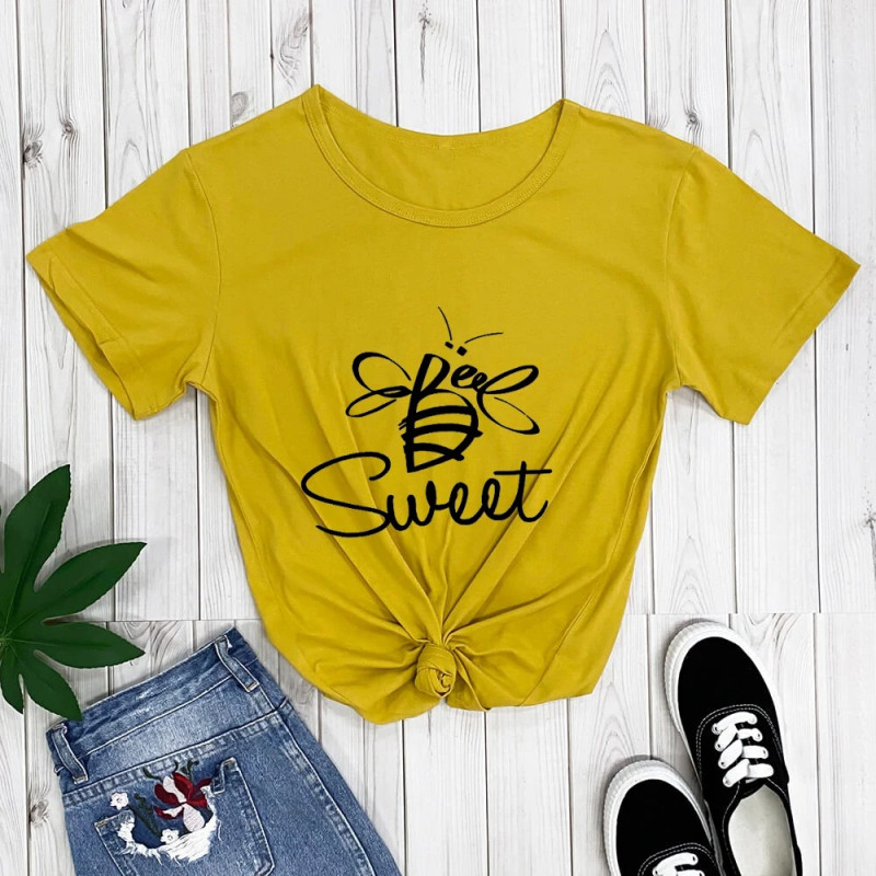 abeille graphique et BEE stylisé -  moutarde