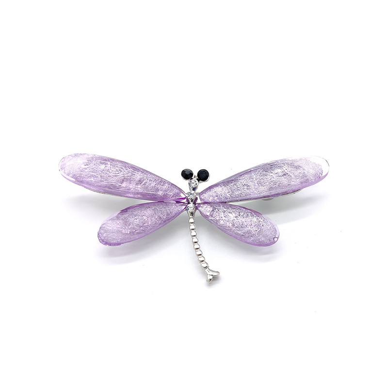 Petite Broche Libellule Artistique en Cristal Violet