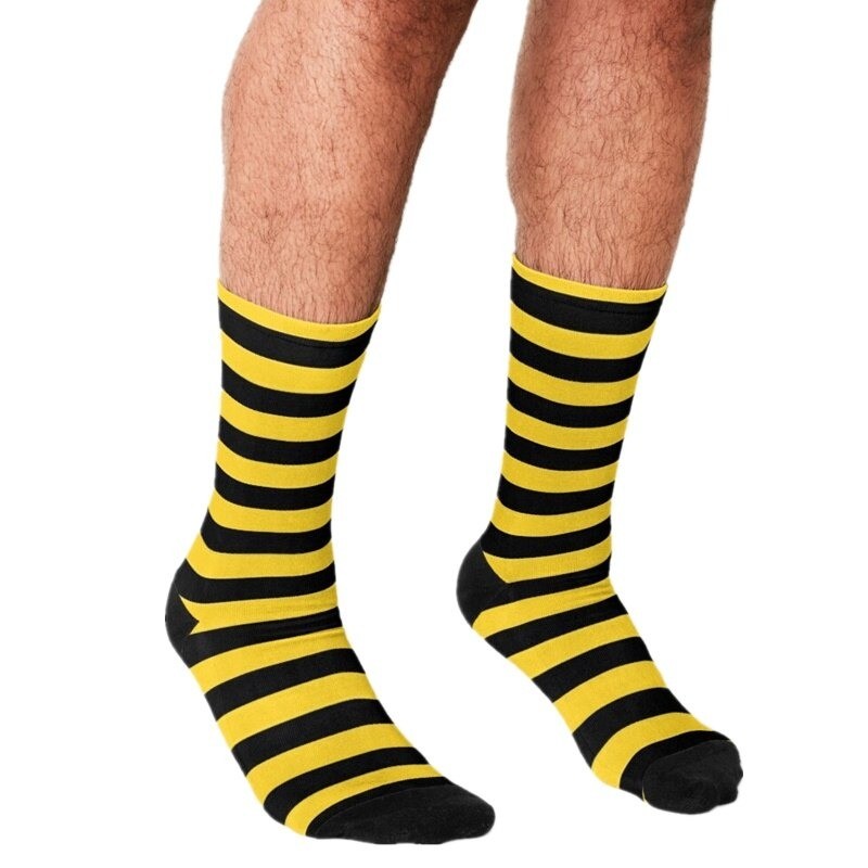 Chaussettes pour hommes motif d'abeille jaune et noir imprimé