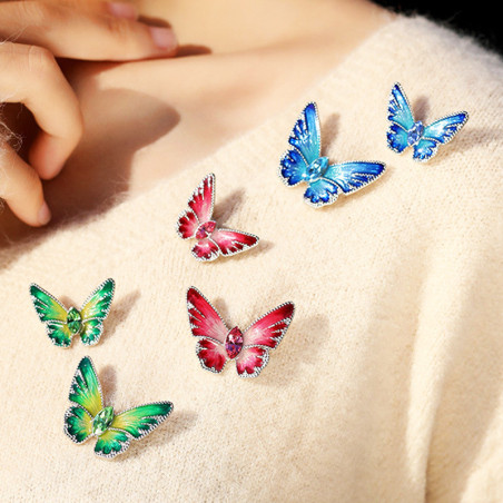 Broches Papillon en Cristal et petits Strass à la Mode