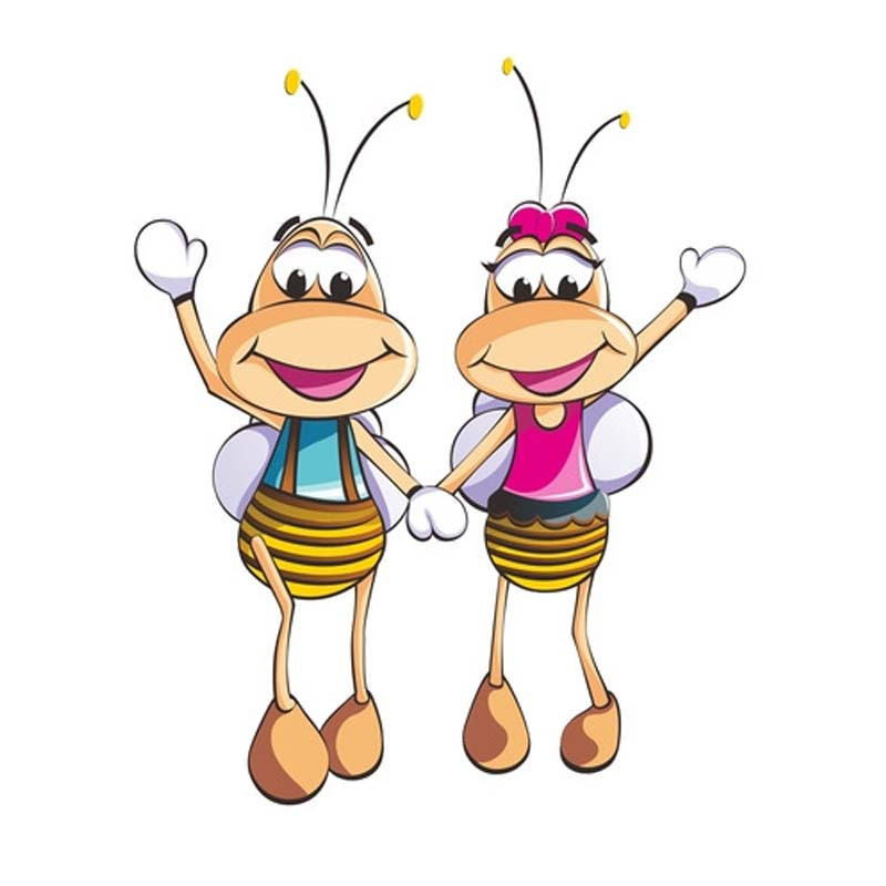 Autocollant Abeille Couple d'abeilles acceuillantes