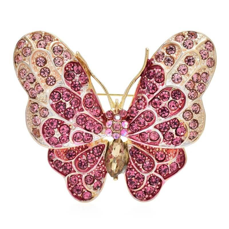 Broche Papillon Étincelante - couleur rose