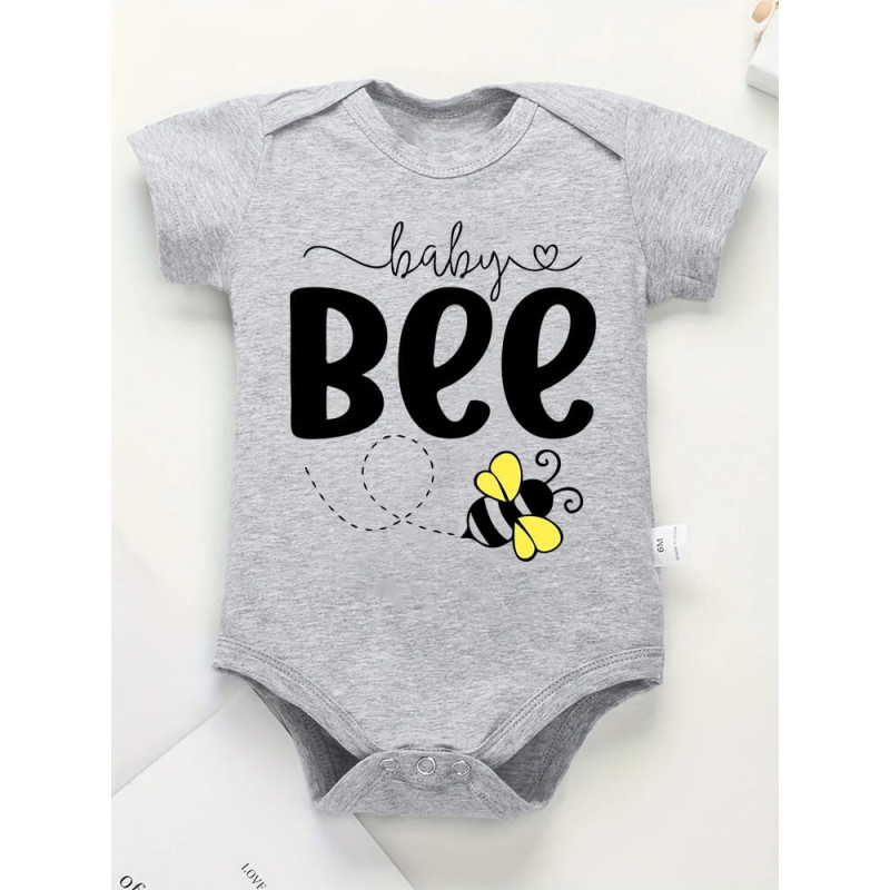 Body abeille hiver en coton pour bébé - couleur gris