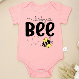 Body abeille hiver en coton pour bébé - couleur rose
