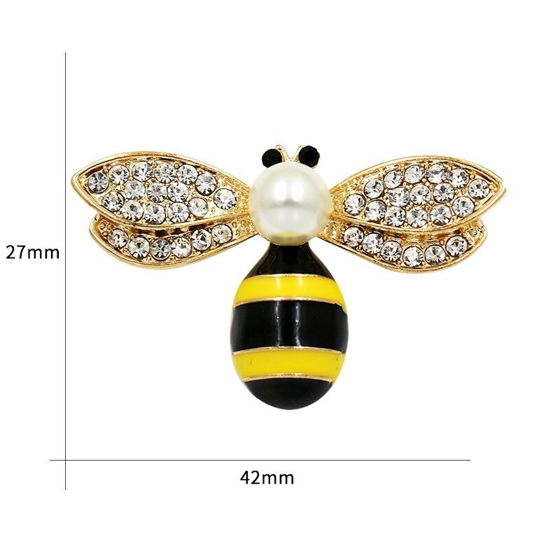 Broche cristal strass émaillée abeille frelon - modèle 1