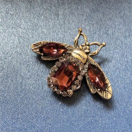 Broches abeille cristal strass burgundy