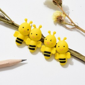 Magnifiques Gommes à crayon petite abeille jaune lot de 4